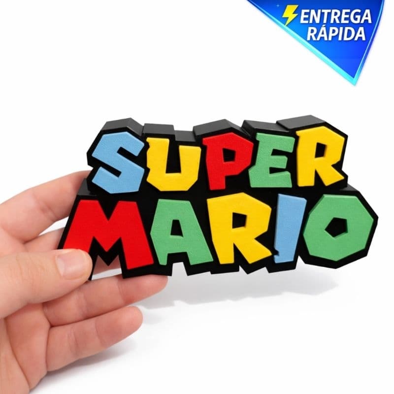 Super Mario Placa Decorativa 3D Colorida Enfeite Gamer Quarto Setup Estante Decoração Geek Presente