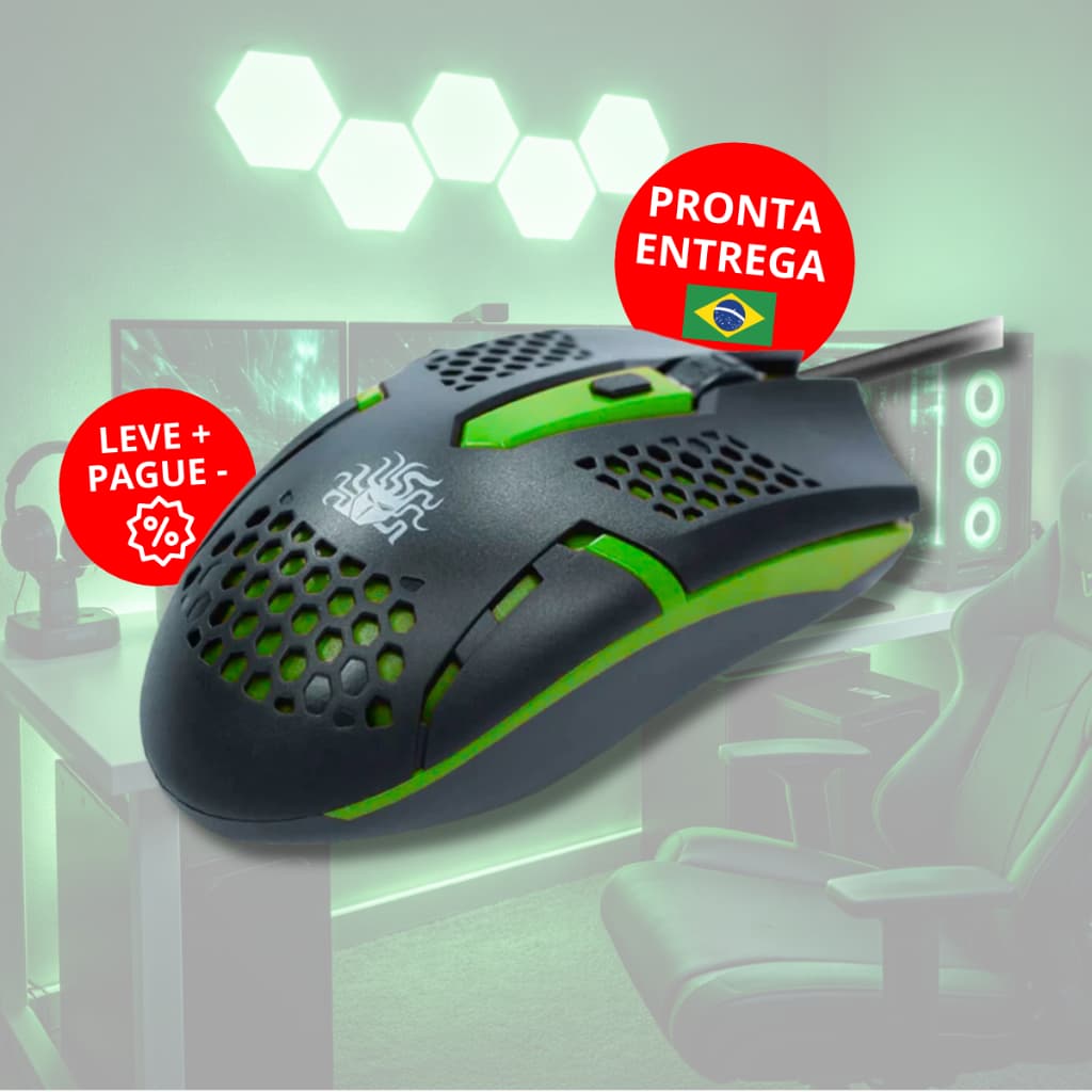 Mouse Gamer 1500 Dpi Usb Com Fio Luminoso Rgb Pc Computador