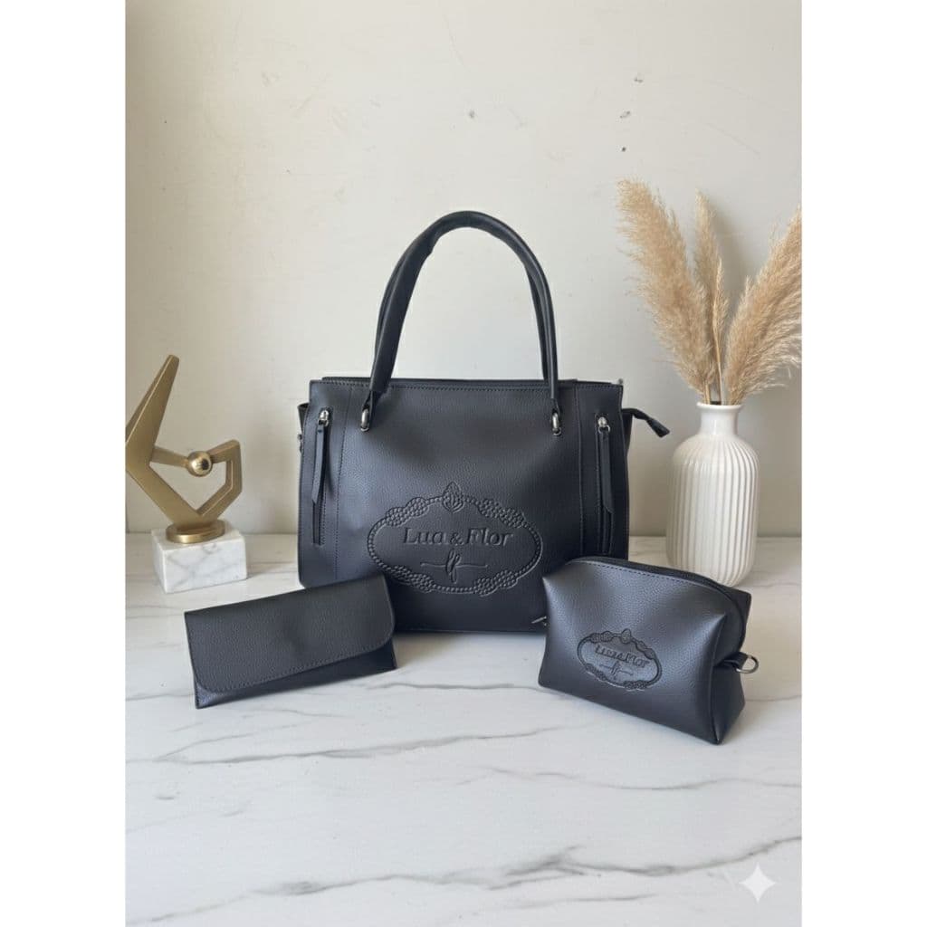 Kit 3 Bolsa Feminina Transversal De Ombro + Nécessaire + Carteira Ombro Tiracolo Oferta e Tendencia