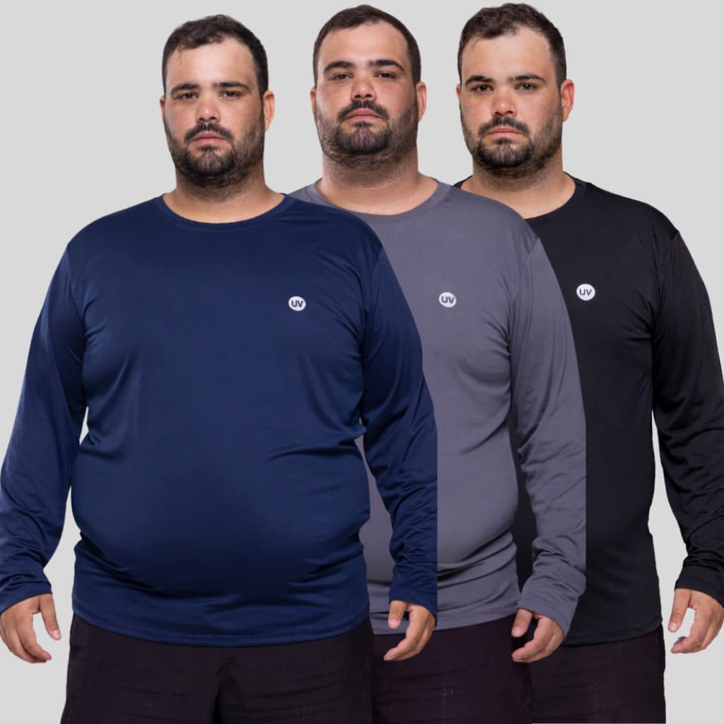 Kit 3 Camisa Térmica Plus Size Proteção UV Dia Dia Trabalho Academia e Atividades Ar Livre G1 ao G5