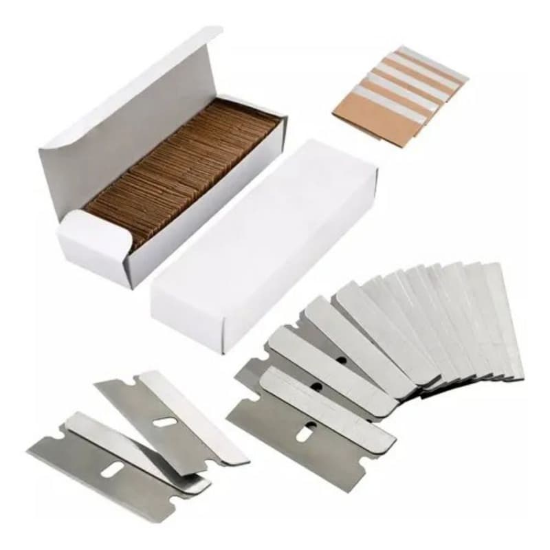 kit 100 lâminas aço carbono para raspador ratinho Insulfilm película adesivo