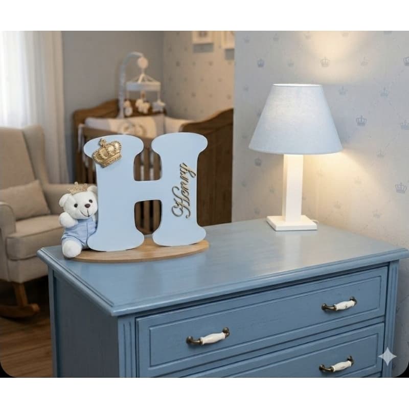 nome decorativo  inicial urso principe azul marinho