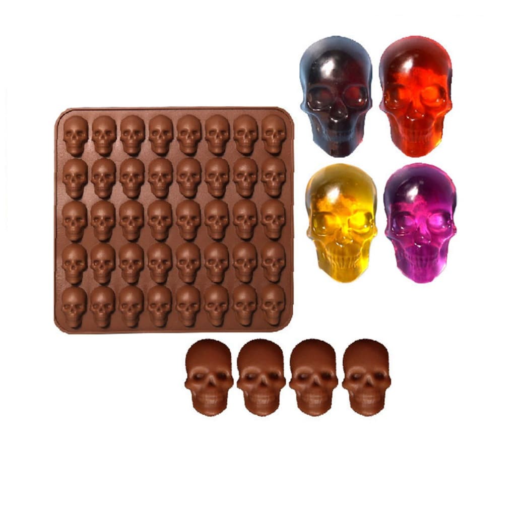 Forma De Silicone Caveira 3d Para Gelo E Chocolate Marrom