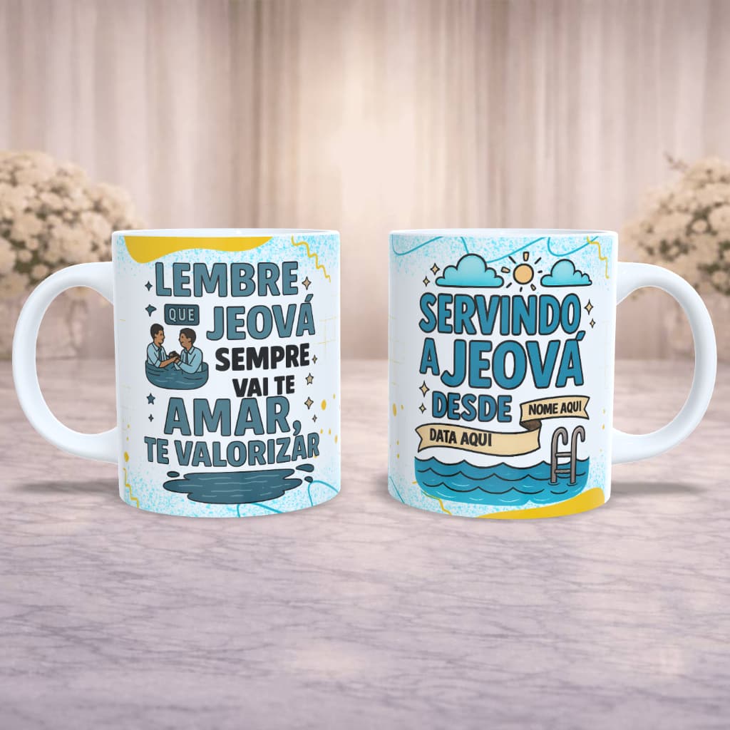Caneca Lembrança de Batismo JW – com Data e Nome