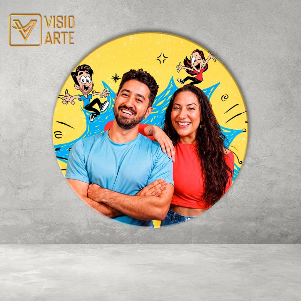 Painel Redondo Sublimado em Tecido 3D Gabriel e Shirley