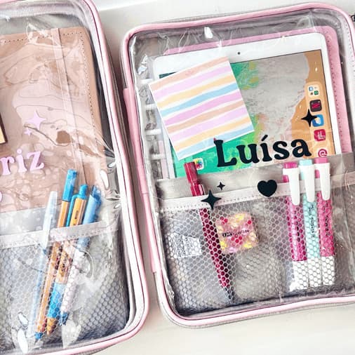 Pasta Case Personalizada com Nome | M e G Macbook iPad Caderno Transparente