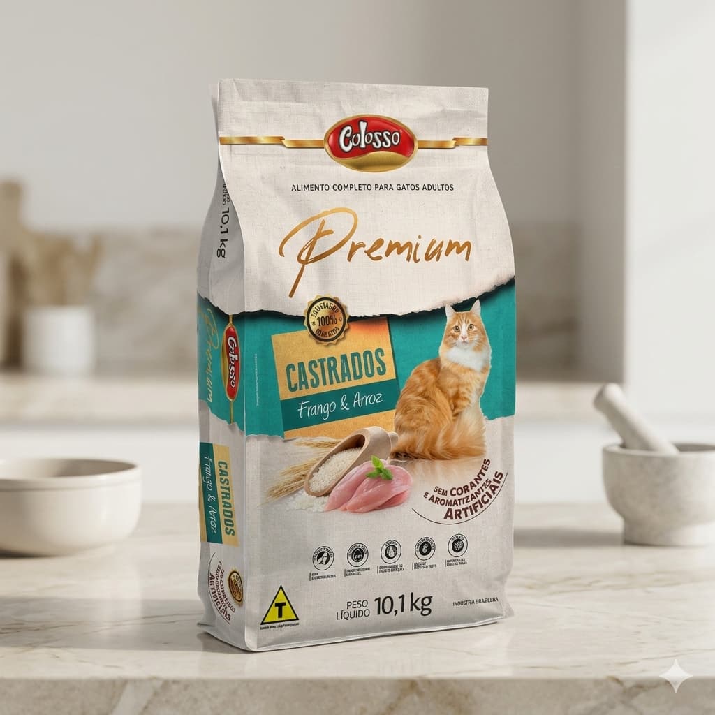 Colosso Premium Ração para Gatos Castrados 10,1kg Nutrição Balanceada