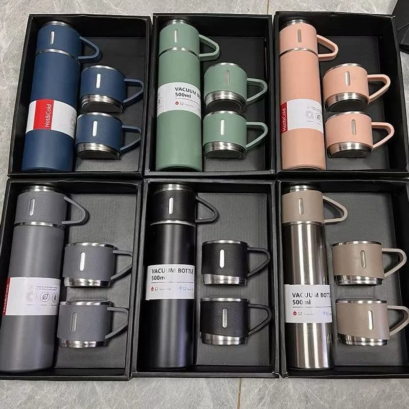 Garrafa térmica aço lnox 500ml com tampa vácuo camping e fitness linha premium-copo térmico三件套 F-008