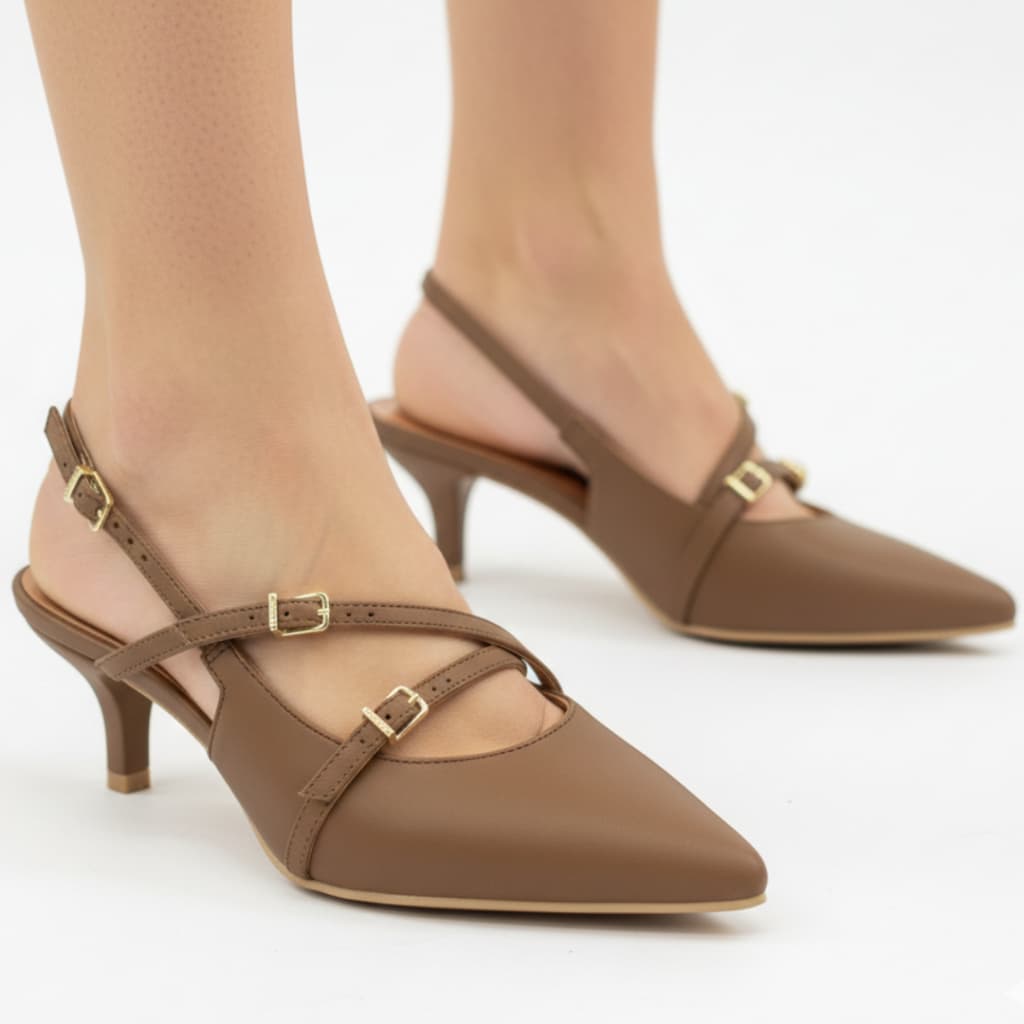 Scarpin Vizzano Slingback Feminino Salto Médio e baixo Confortável Macio Original (Temos outras Cores) - FORMA PEQUENA