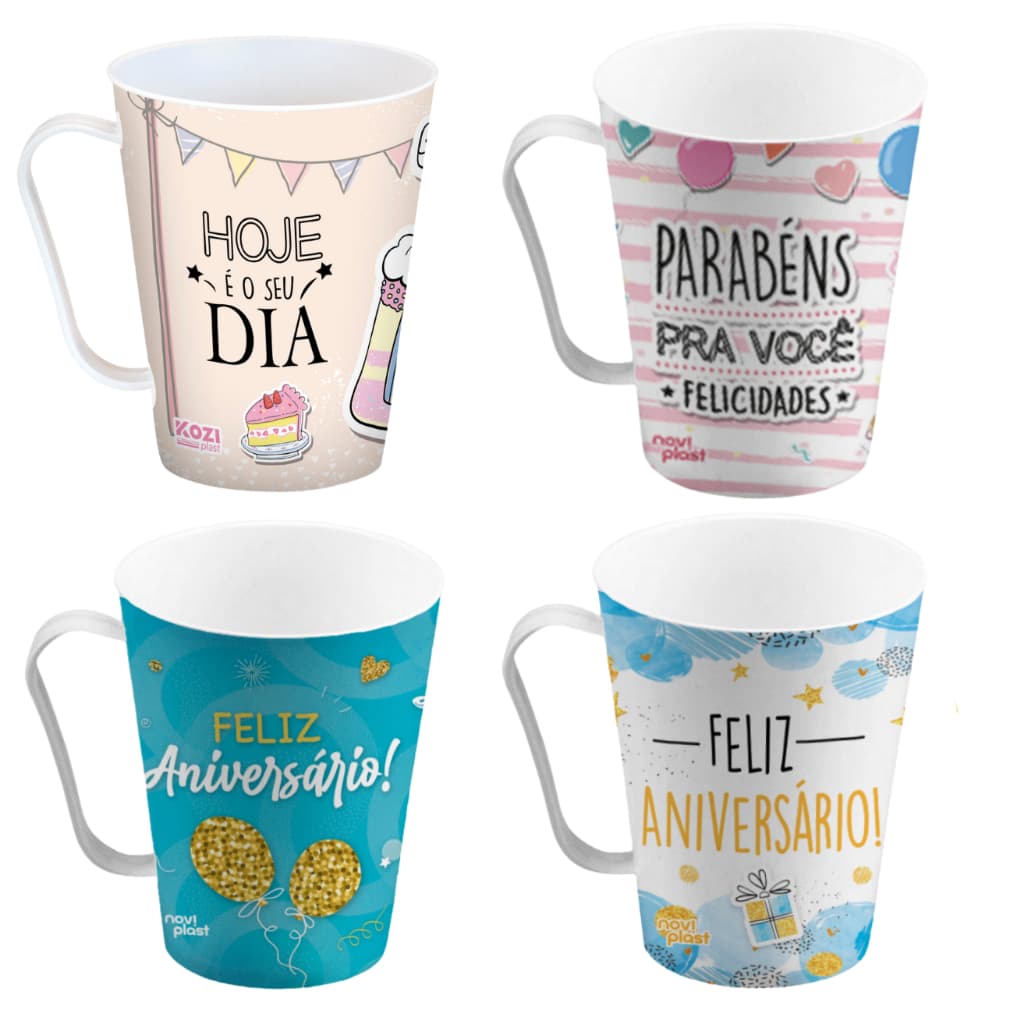 Kit 12 Canecas Decorada Aniversário 430ml Lembrancinha Festa