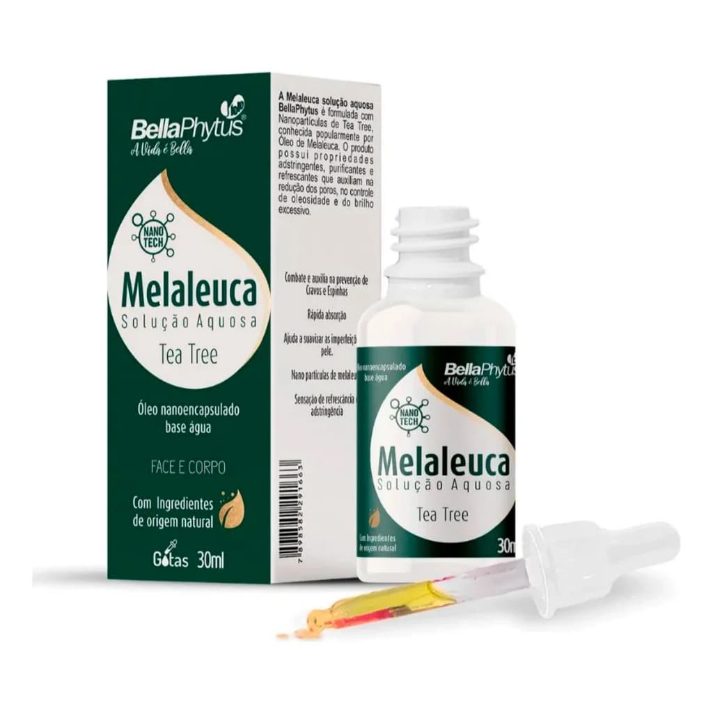 Melaleuca Solução Aquosa BellaPhytus 30 ml - Antifúngica, Antisséptica e Controle de Oleosidade