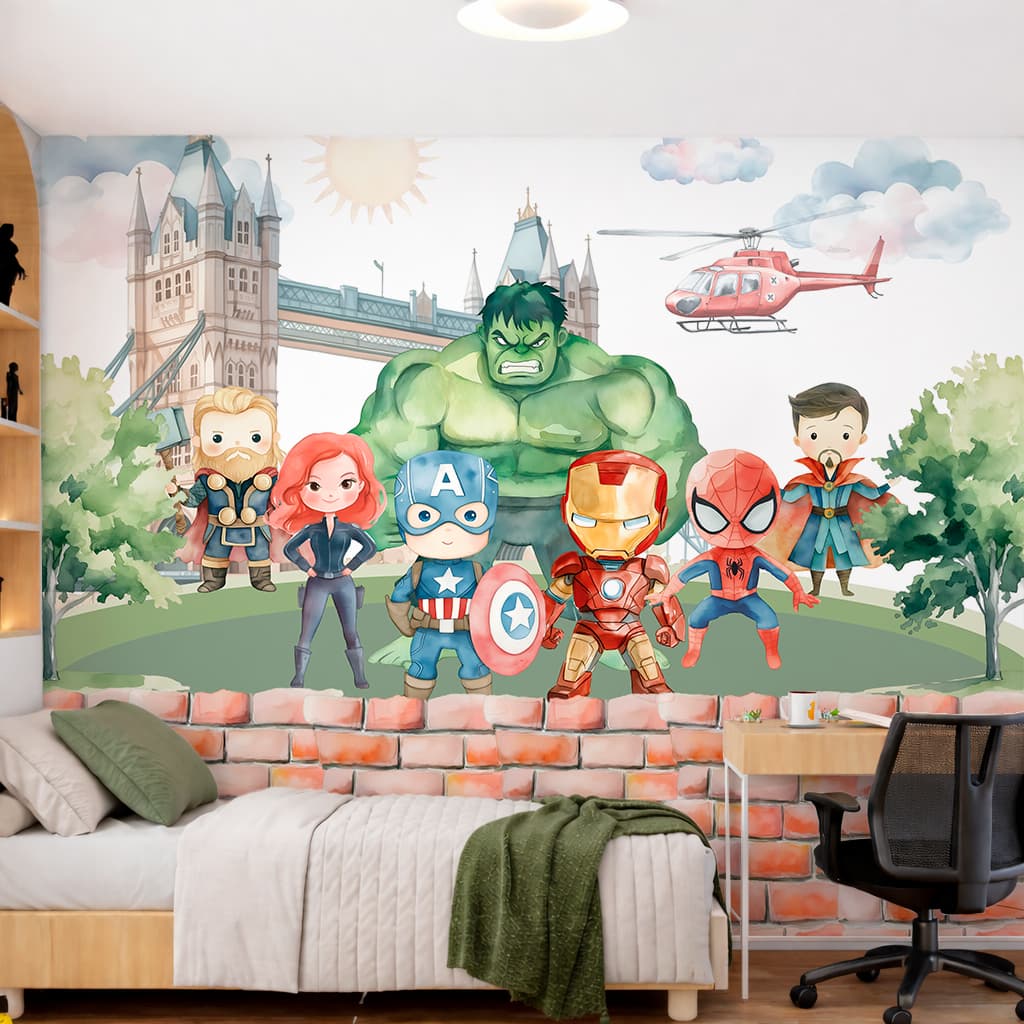 Papel de Parede Infantil Herois na cidade