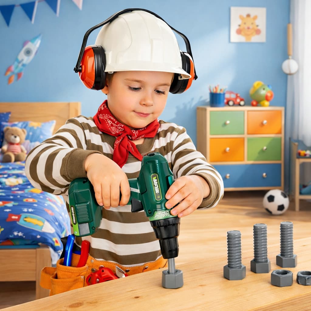 Kit De Ferramentas Infantil com Parafusadeira e Furadeira Funcional de brinquedo, Pronta Entrega