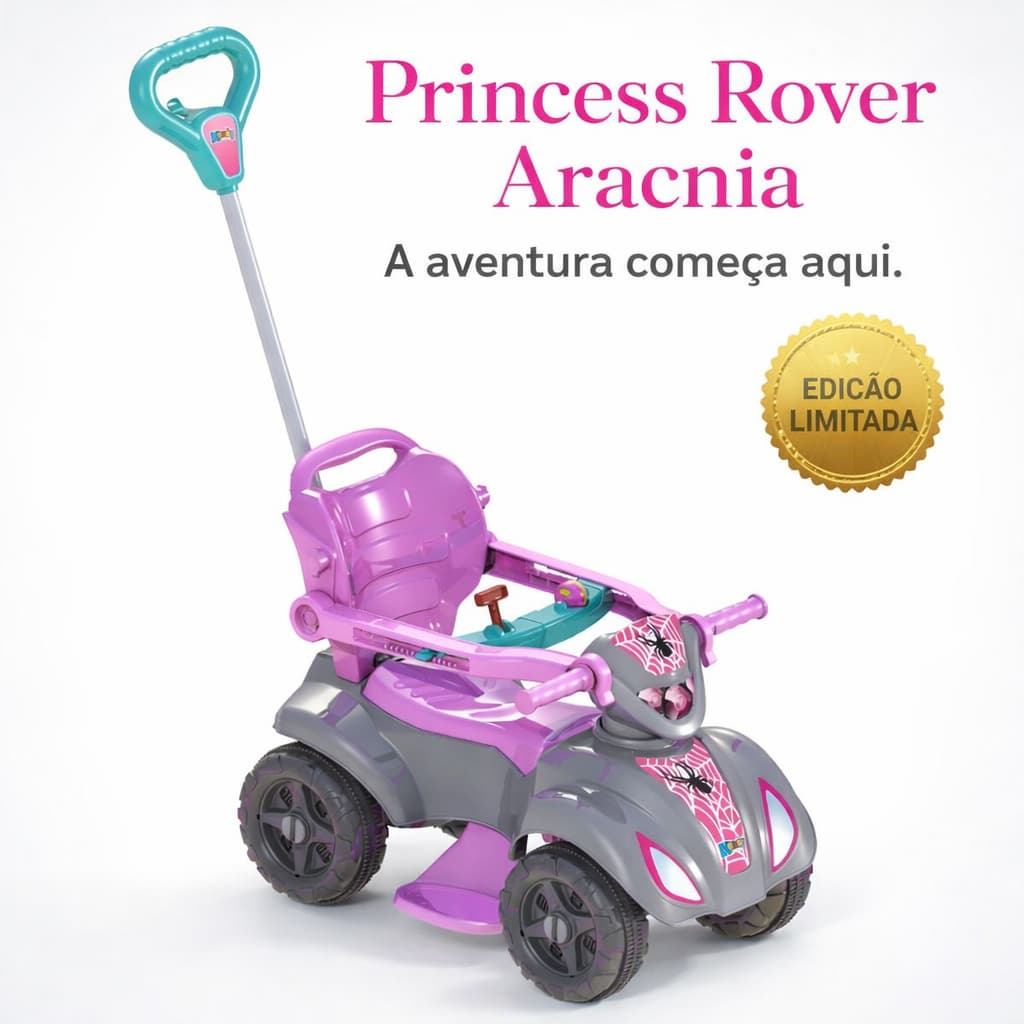 Quadriciclo Infantil Rosa Baby Aranha Veiculo Estavel Seguro