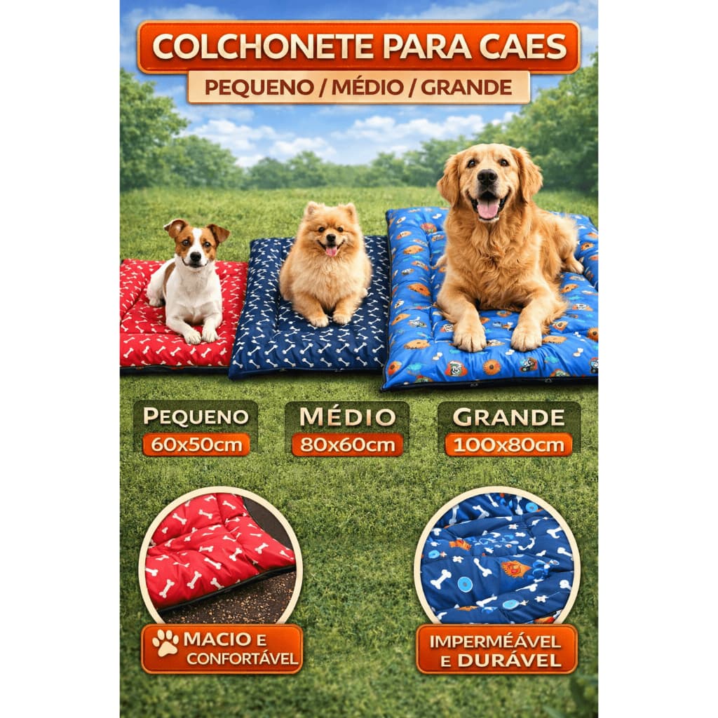 Colchonete para Cachorro Super Confortável | Cama Pet Macia P, M e G Lavável C/ ZIPER