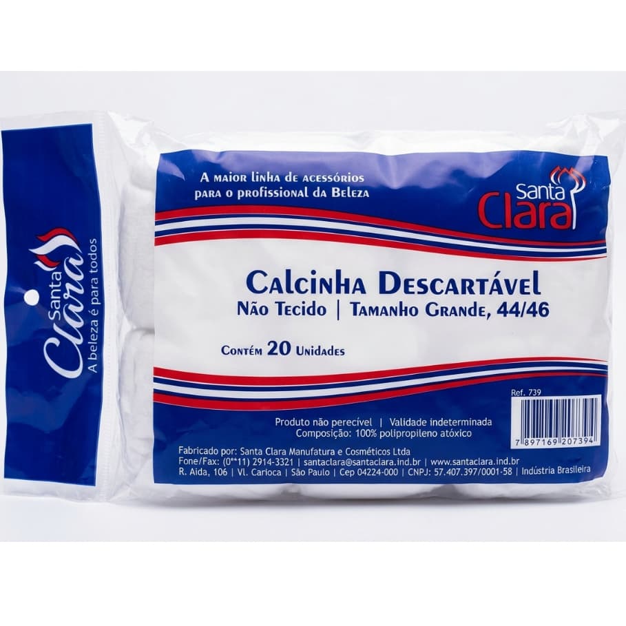 CALCINHA DESCARTÁVEL TNT SANTA CLARA-  TAMANHOS  M40/42  E G44/46 - PACOTES 20 UNIDADES PROFISSIONAL