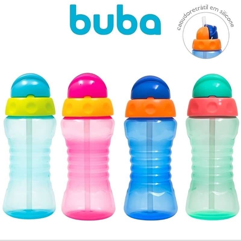 Garrafinha Fresh Buba Infantil Com Canudo De Silicone 300ml / Escolar, passeio, bebê,  livre de BPA