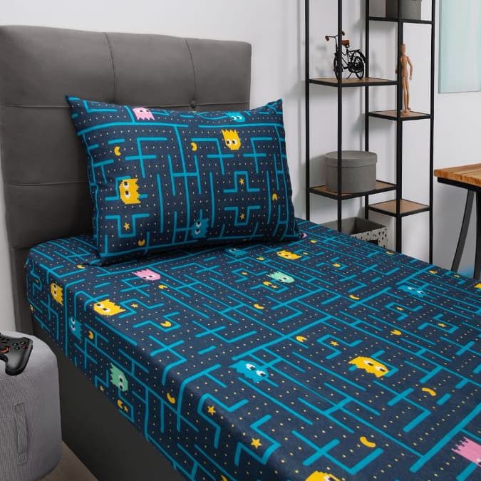 Jogo de Cama Infantil Lençol Estampado Pac Pac Toque Suave Algodão Solteiro Criança Malha Estampada