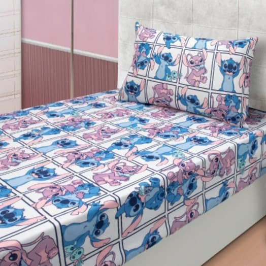Jogo de Cama Lençol Kids Solteiro Infantil Stitch Disney Criança – Malha Estampada