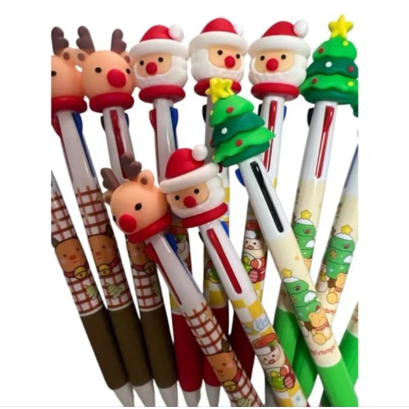 12 Canetas Natal Sortidas - 3 Cores: Azul, Preta e Vermelha. Ponta esferográfica/ Caneta Natal/ Caneta divertida/ Caneta
