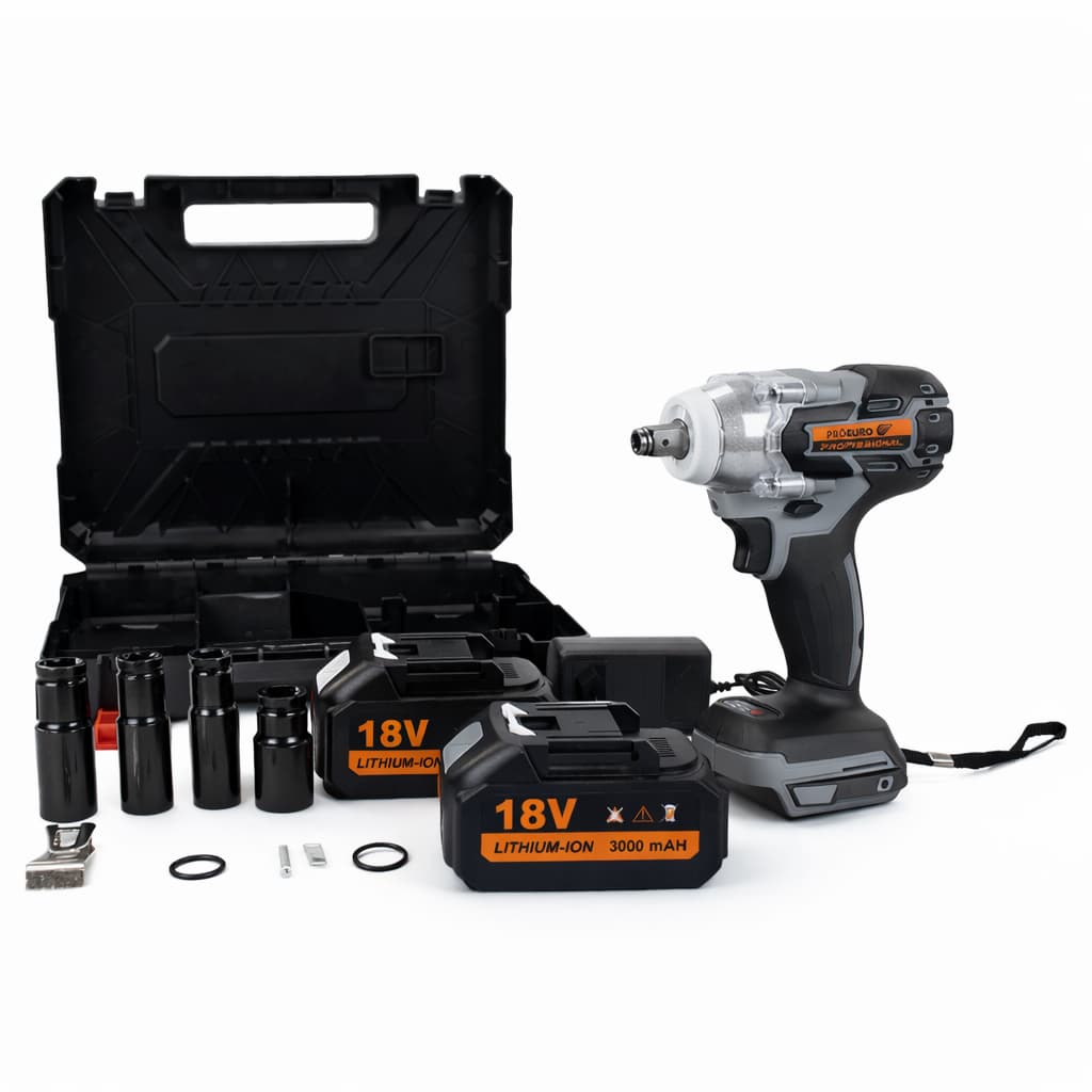 Chave de Impacto 18V Brushless 300Nm 2 Baterias Kit Soquetes Maleta Bivolt Pró Euro