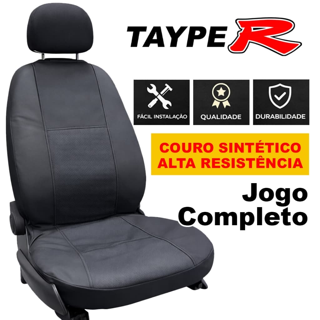 Capa Banco Carro em Couro Courvin Fiat Volkswagen Chevrolet Renault Universal Kit Impermeável