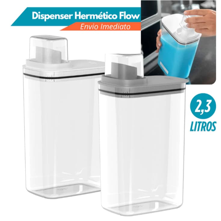Dispenser Organizador Lavanderia 2,3L Acrílico Porta Amaciante Sabão em Pó Sabonete Liquido Ou