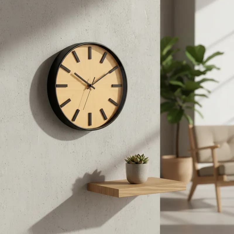 Relógio De Parede Analógico Wood Minimalista Casa Sala 30cm Marrom Madeira