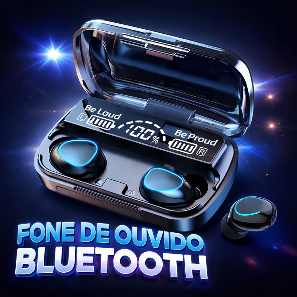 Fone Bluetooth M10 Sem Fio 5.3 com Display LED Power Bank 3000mAh Grave Forte Android iPhone