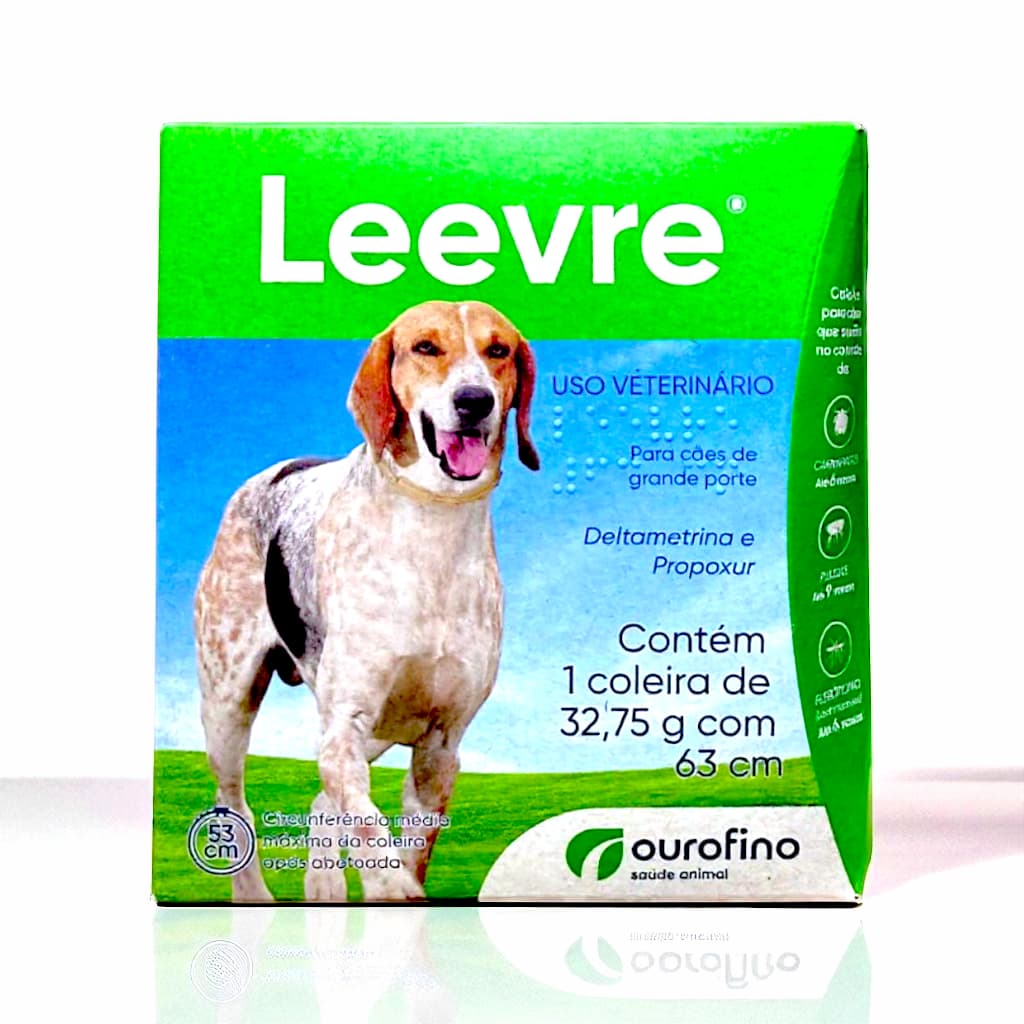 Coleira Antipulgas Leevre 63cm Ourofino Cães Medios e Grande Porte