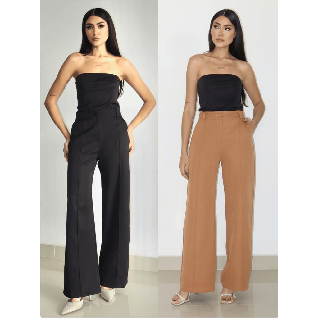 Kit 2 Calças Alfaiataria Feminina Social Cintura Alta Corte Slim Do P Ao G2 Moda Evangélica Trabalho Escritório Casual