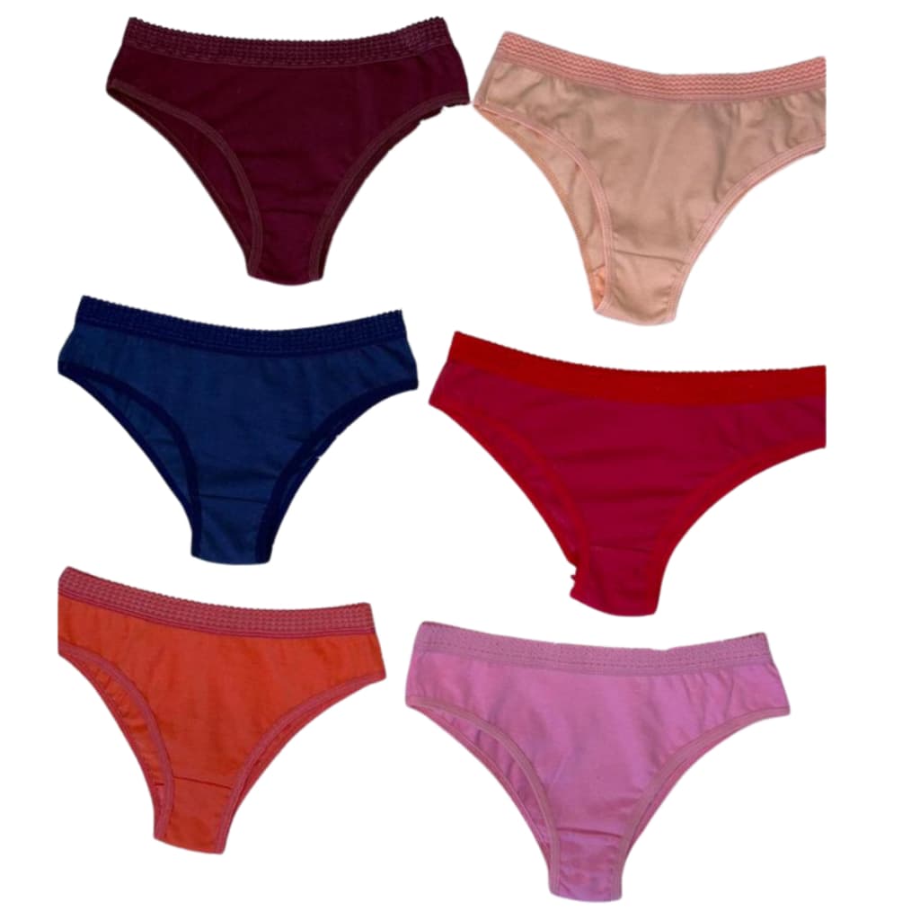 Kit 10 Calcinhas Lisas Infantil Juvenil Menina Diversas Cores 100% Algodao