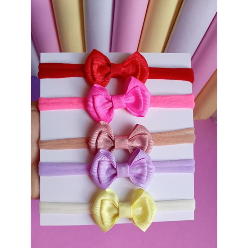 Kit 5 Faixinhas recém nascido Faixa de cabelo para bebê Laço de cabelo infantil na faixinha Laço de cabelo infantil