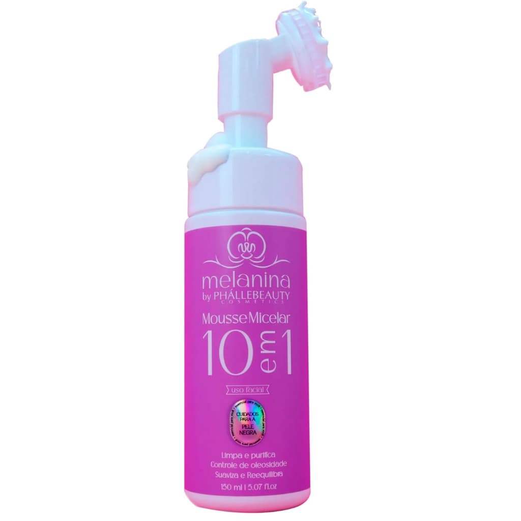 Sabonete facial mousse Micelar 10 em 1 Melanina Phállebeauty 150ml Limpeza Facial Controle de Oleosidade
