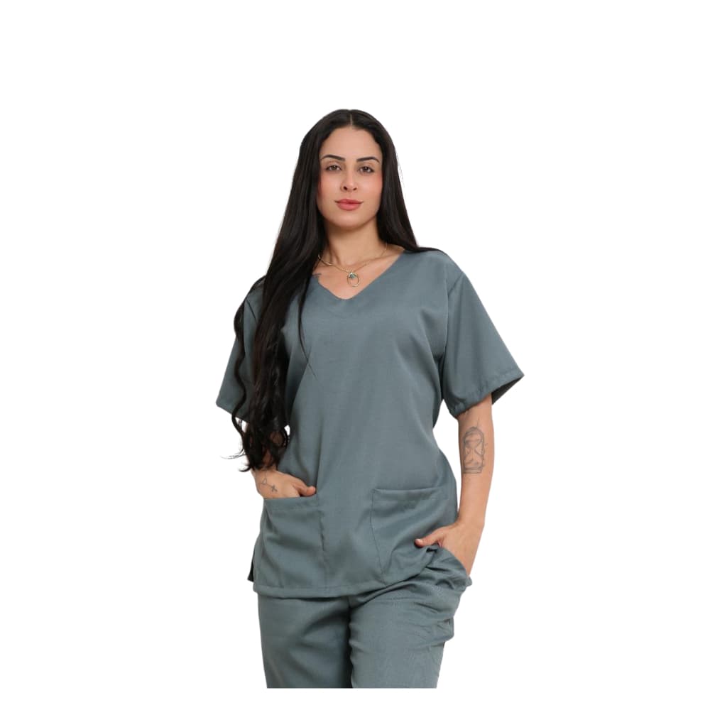 Blusa Scrub Bata Enfermagem Pijama Cirurgico Hospitalar Blusa Bata Acinturada Oxford - Unissex
