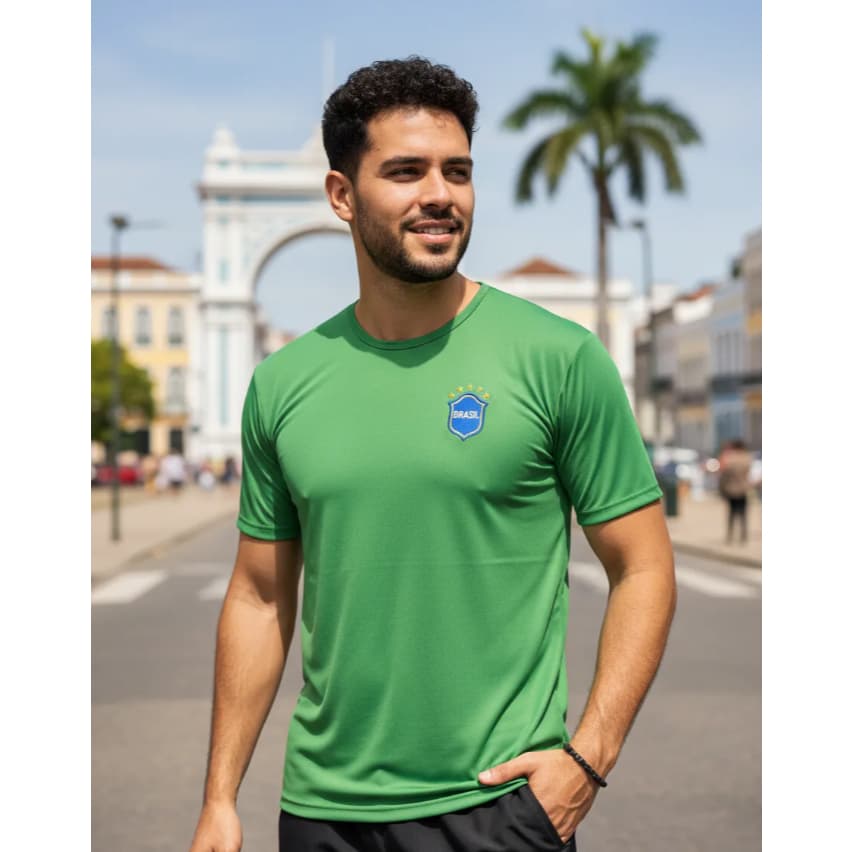 Camiseta Masculina Feminina Copa Brasil - Verde - Blusa Tecido Leve e Fresco