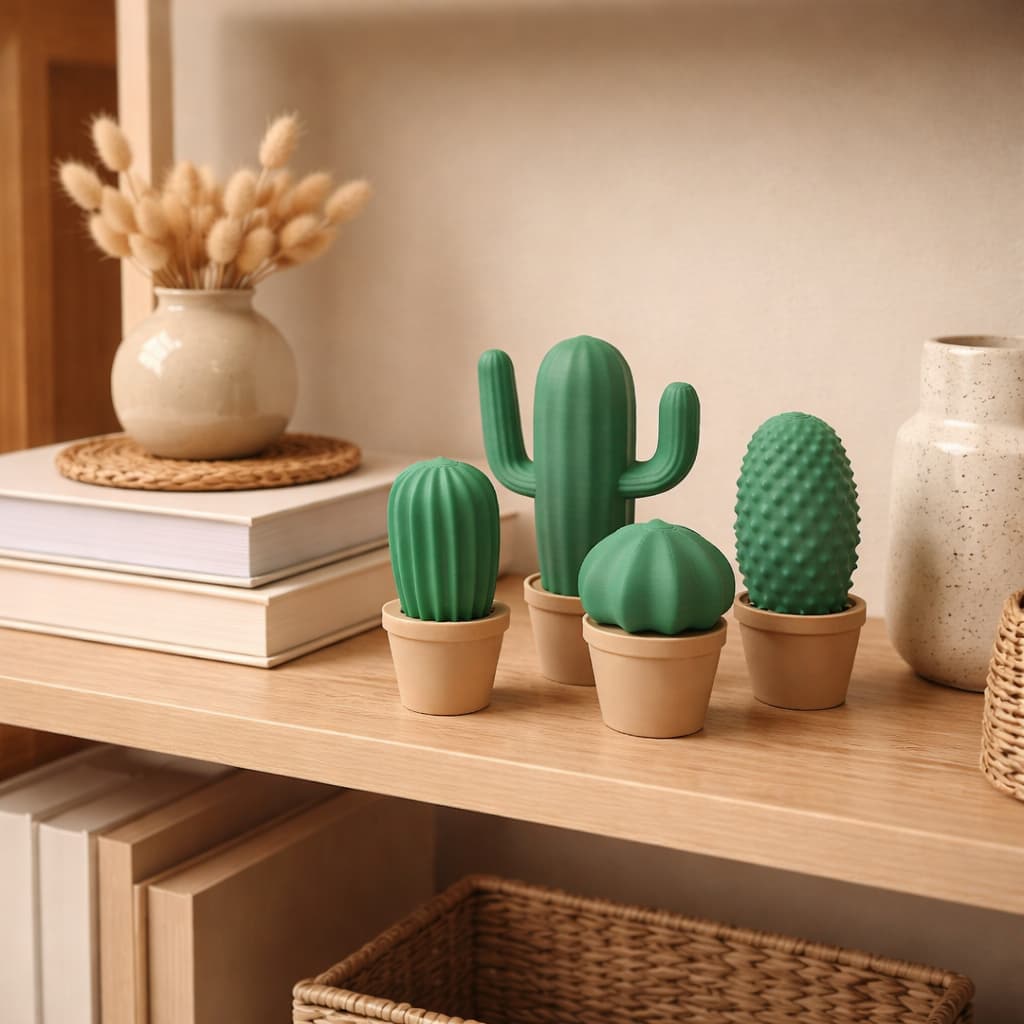 Kit Mini Cactos Decorativos | Decoração Minimalista para Sala, Quarto ou Jardim
