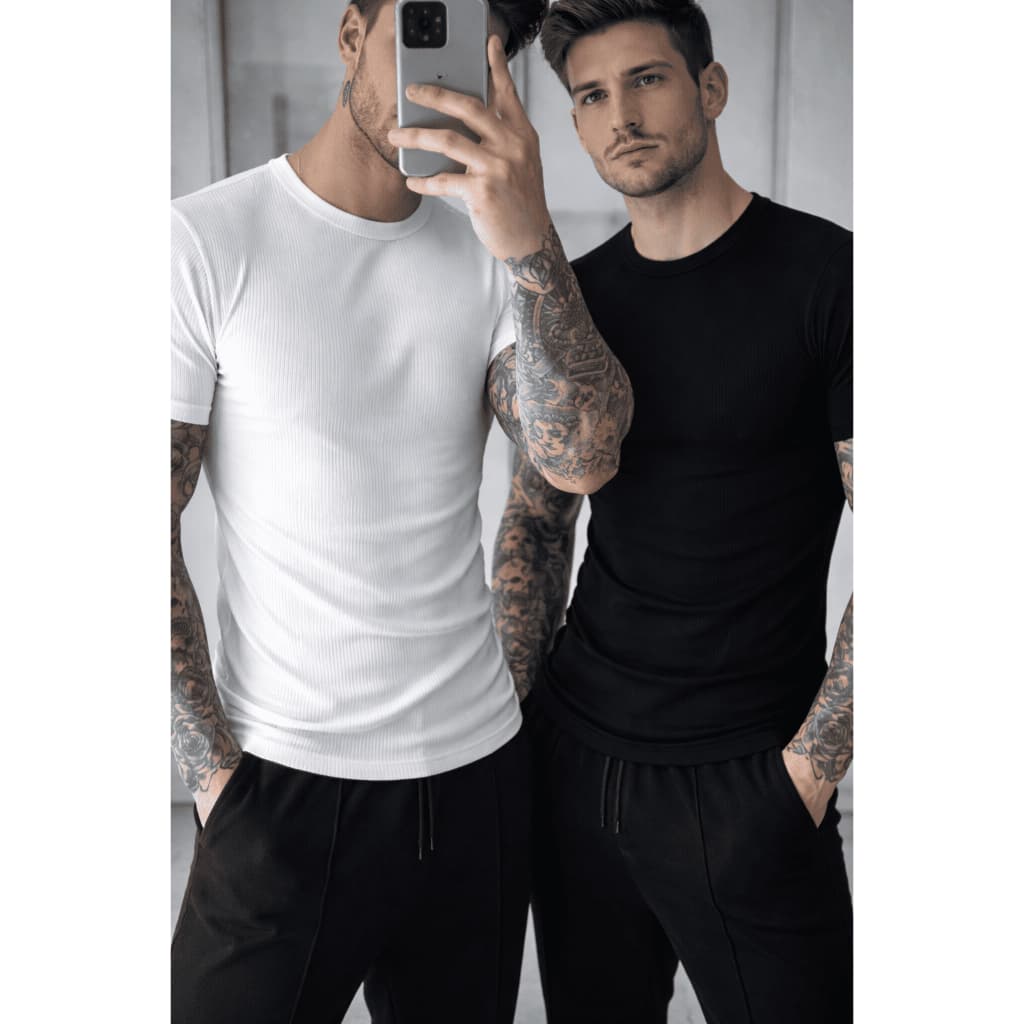 Kit 2 Camisetas Caneladas Premium Masculina | Estilo Americano | Melhor Custo-Benefício