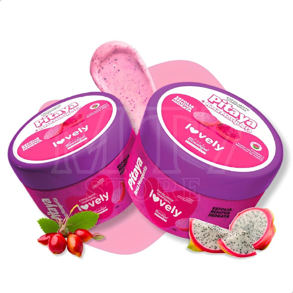 Esfoliante Corporal Lovely Face Beautiful Pitaya + Rosa Mosqueta - Hidratação e Esfoliação Suave, Vegano, 280g
