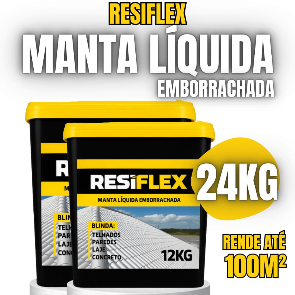 Resiflex Manta Líquida Emborrachada 24kg Para Lajes Telhados Muros Proteção Contra Sol e Chuva