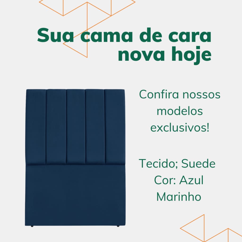 Cabeceira de Solteiro Para Cama Box Daila Suede Azul Marinho - Queima de Estoque