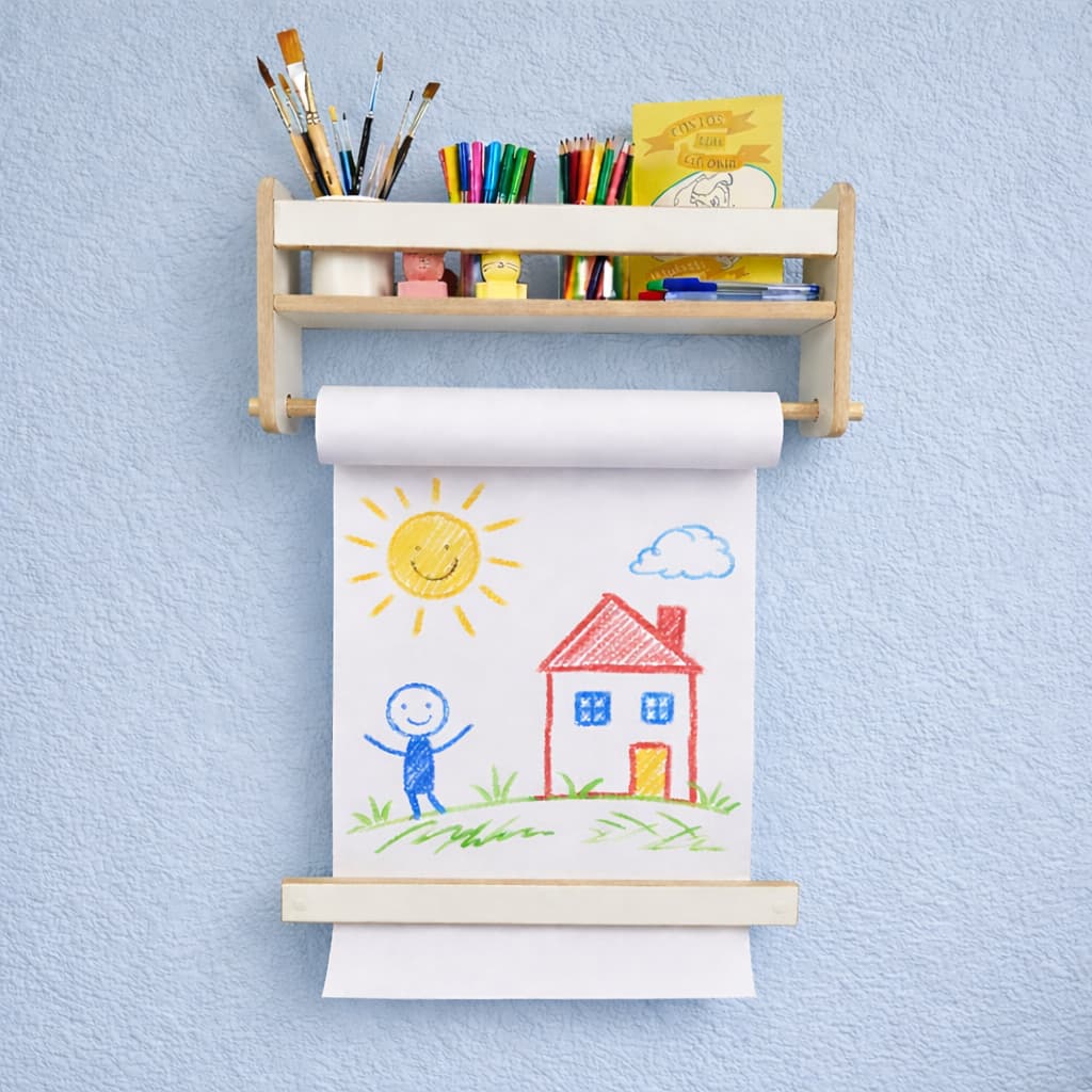 Porta Bobina de Parede Infantil para Desenho  Pintura + Bobina de papel Estilo Montessori