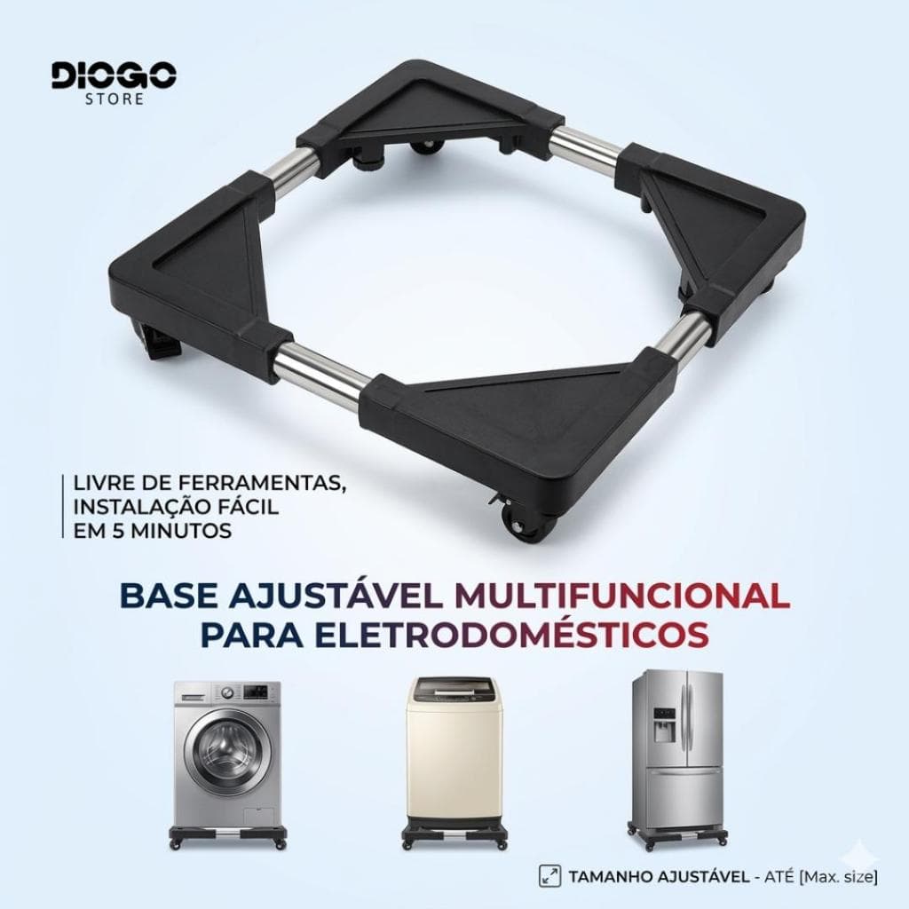 Base transportador de Moveis Ajustável com Rodinhas para Máquina de Lavar Geladeira Suporte Universal Regulável