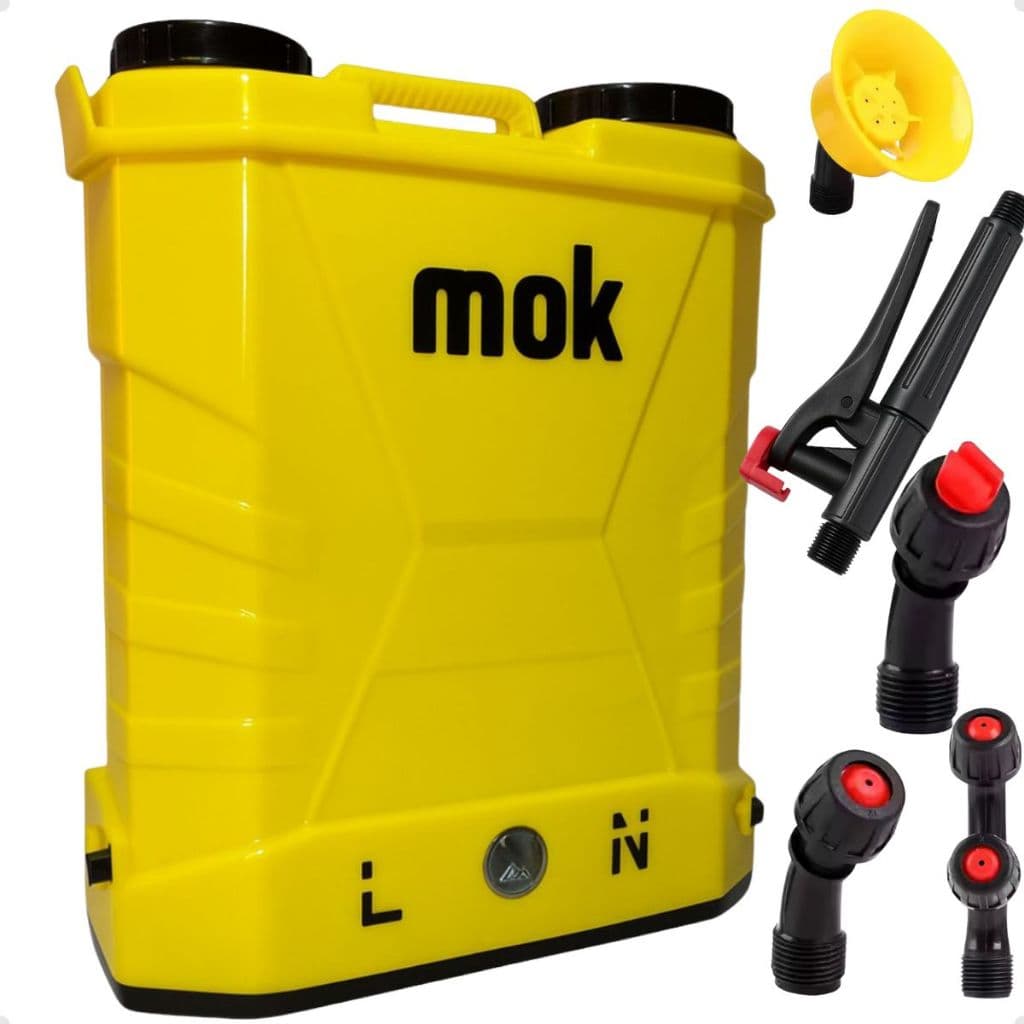 Pulverizador Costal Elétrico Mok 20l Bateria 12v Bomba Veneno Agrícola Amarelo