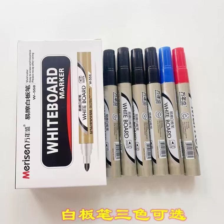 kit 3/10 pincel para quadro branco diversas cores recarregavel
