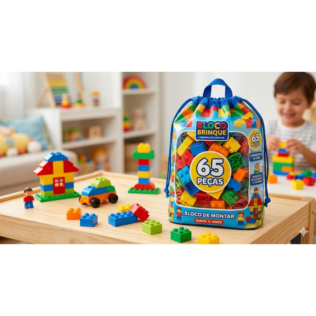 Blocos de montar LucToysBloc Slim Bolsa 65 peças em saco