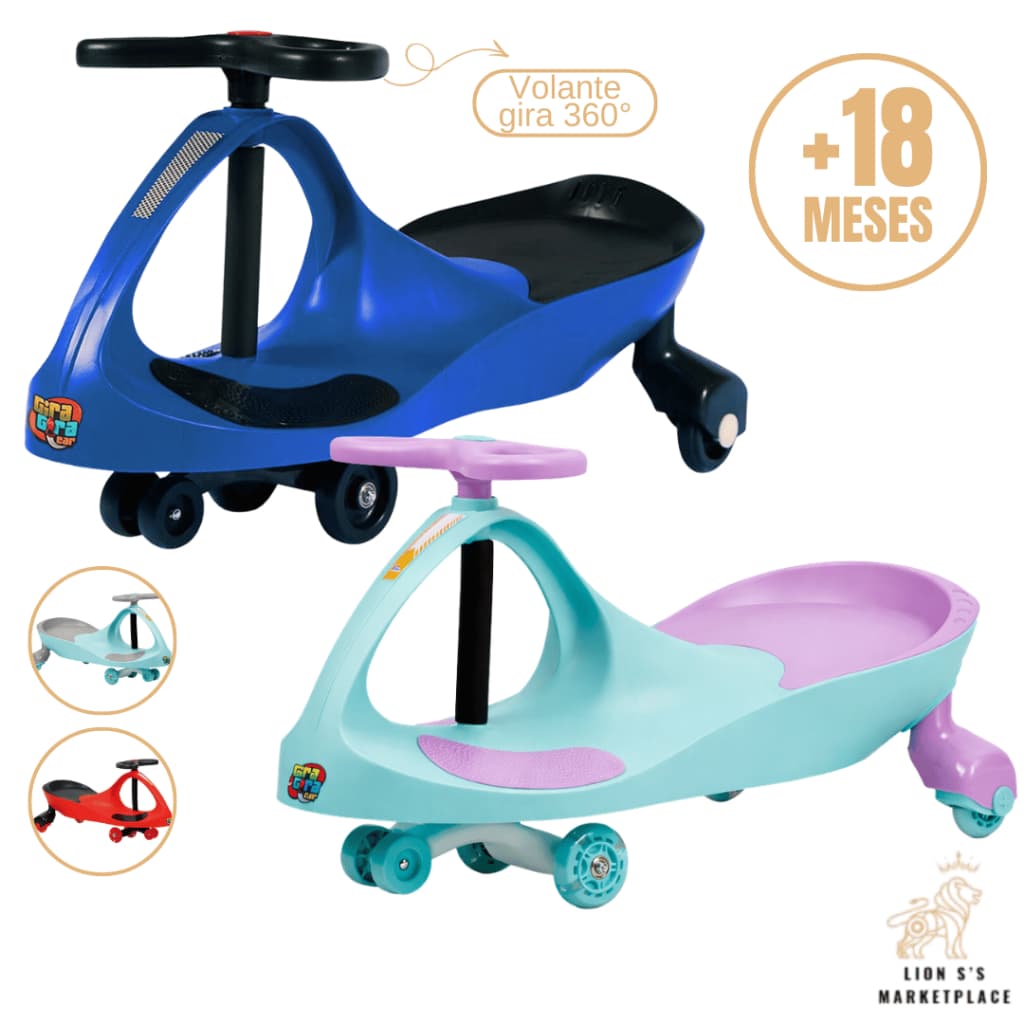 Carrinho Rolimã Gira Gira Car 360 Infantil Com Led e Buzina Apoio Antiderrapante Fenix