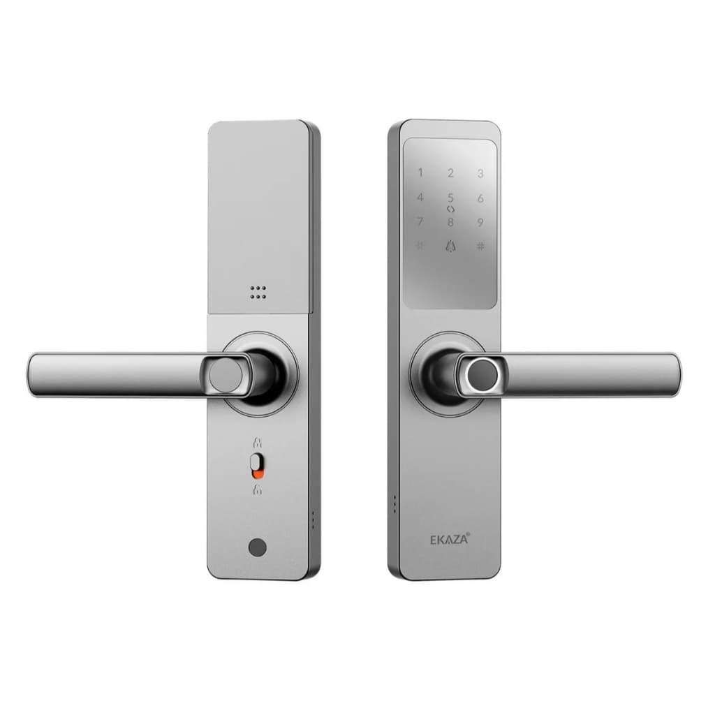Fechadura Digital Inteligente Senha Cartão Alumínio Cor Prateada Biométrica Lyra Ekmg-t5332 Wifi Ekaza clip-icon Fechadu