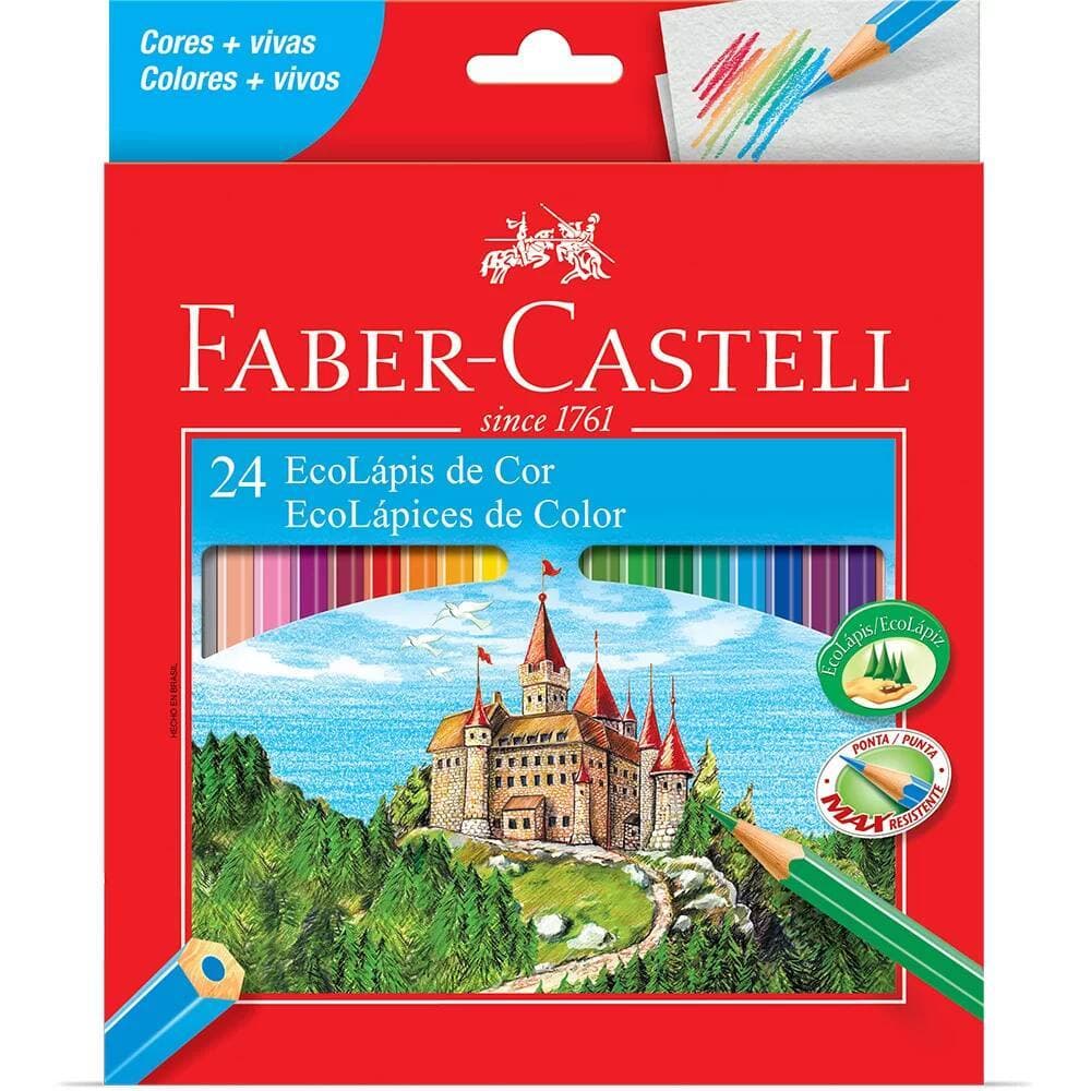 Lápis De Cor 24 cores Faber-Castell EcoLápis Sextavado