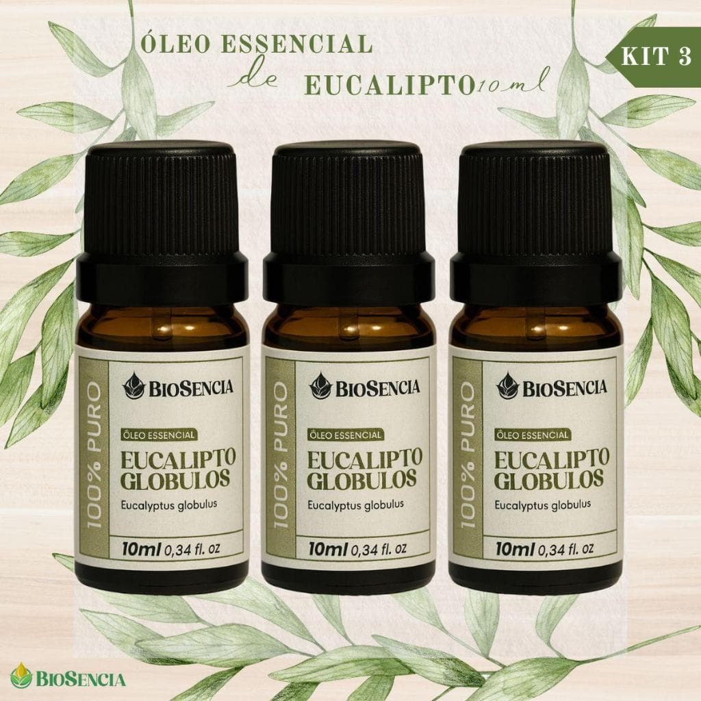 kit 3 Óleo Essencial De Eucalipto Globulus 10ml Biosencia 100% Puro